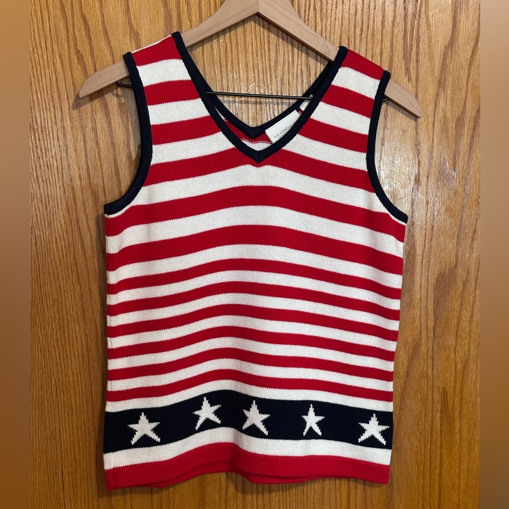 Liz‎ Claiborne 4th of July sweater sleeveless approx size medium petite